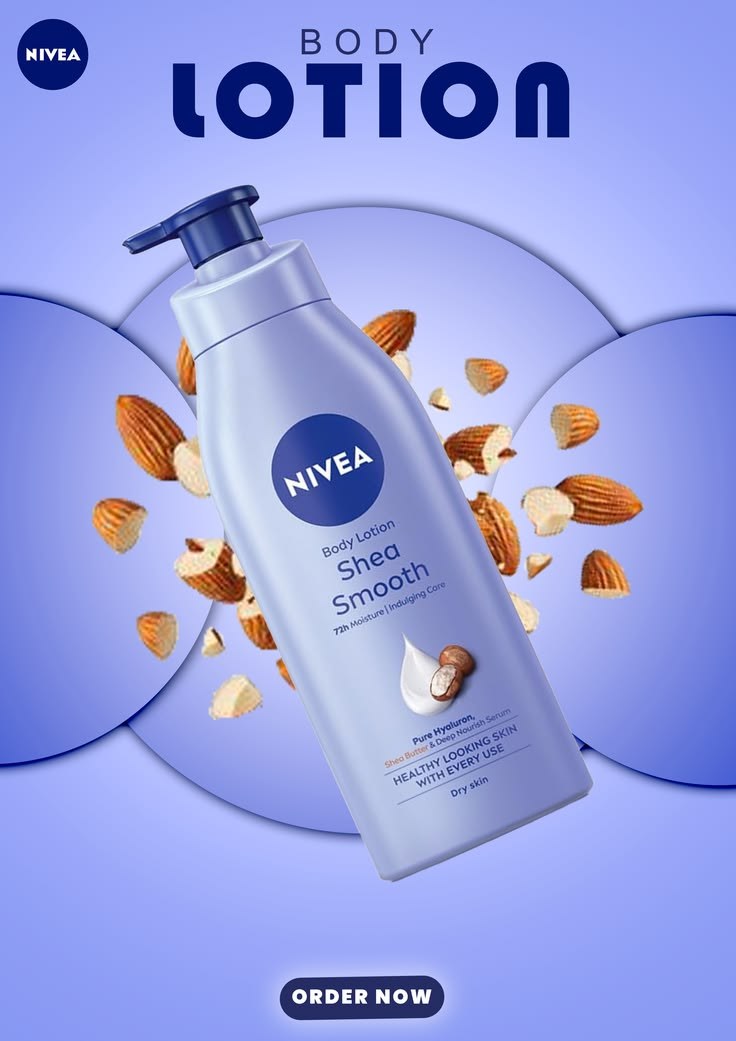 Product Advertisements: Nivea Body Lotion Advertisement Poster   Skincare Graphic Design